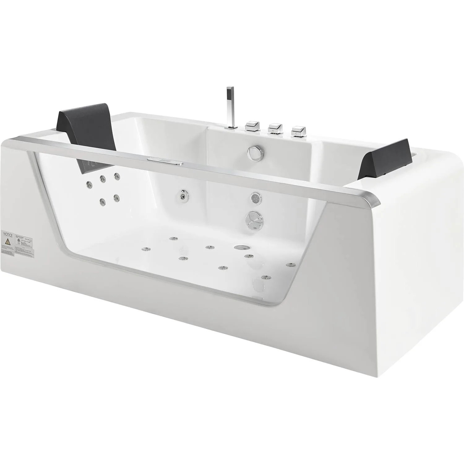 EAGO AM196ETL 6 ft 2 Person Acrylic Rectangular Whirlpool Bathtub