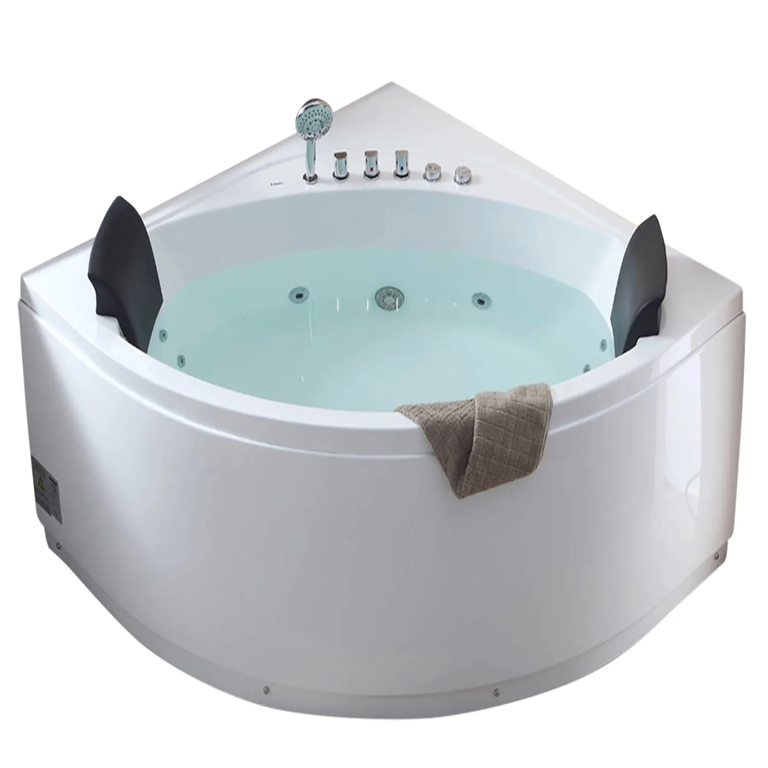 EAGO AM200 59 in Round Double Seat Corner Whirlpool Bathtub With Fixtures