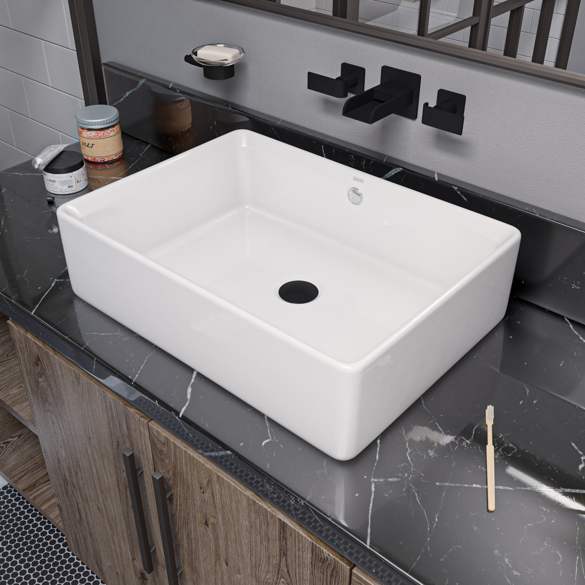 EAGO BA131 20" Rectangular Ceramic Vessel Bathroom Sink