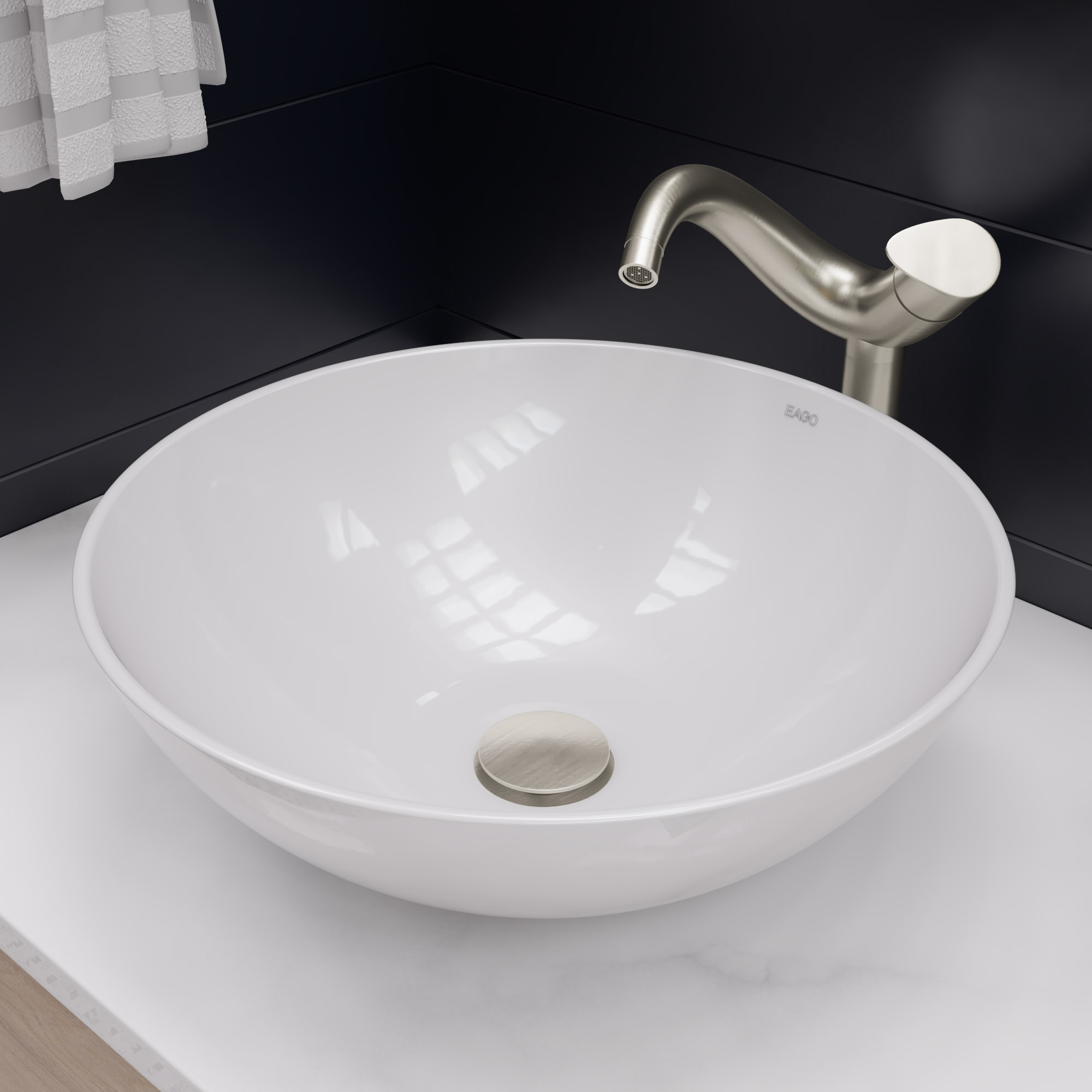 EAGO BA351 18" Round Ceramic Above Mount Bathroom Sink