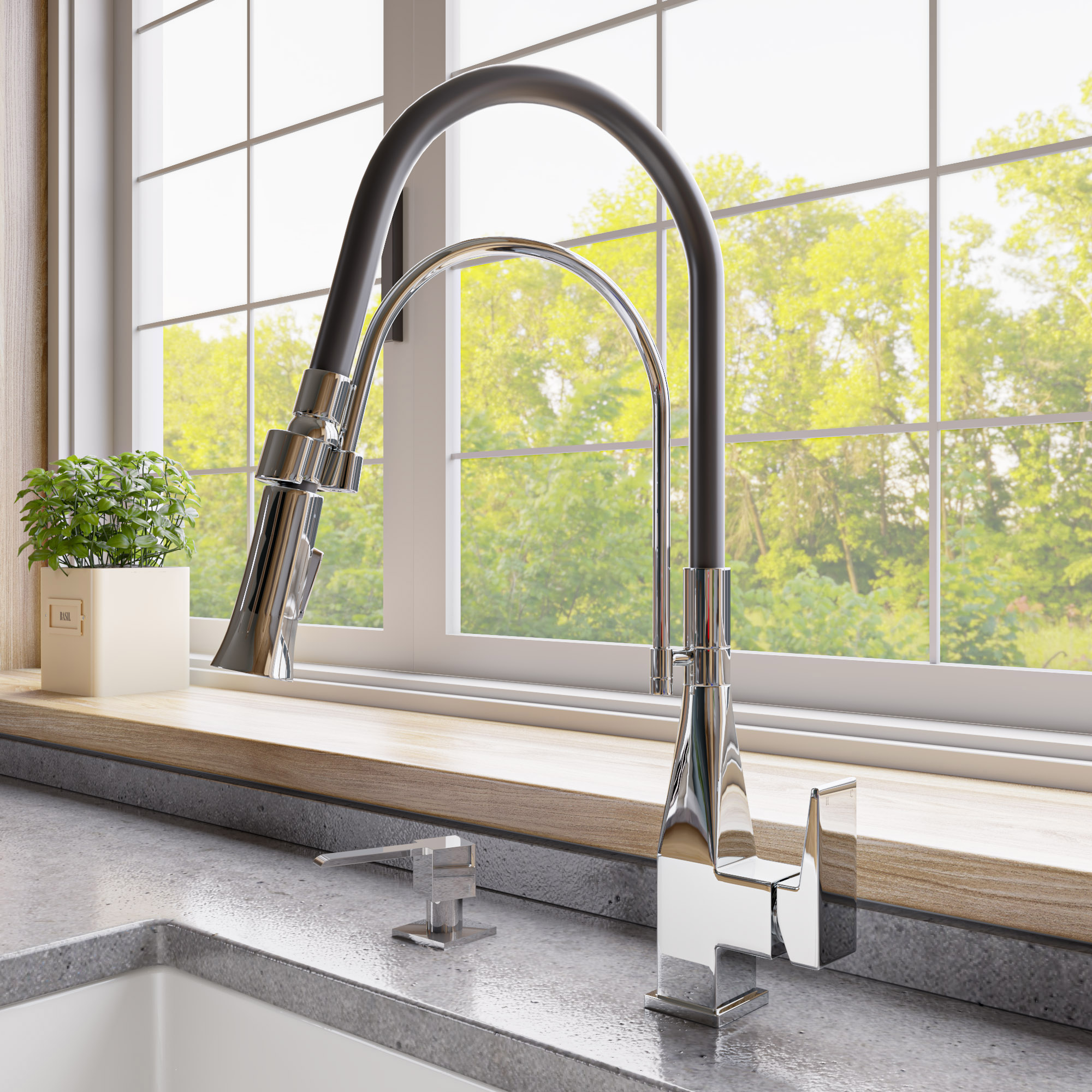 ALFI ABKF3023 Square Kitchen Faucet
