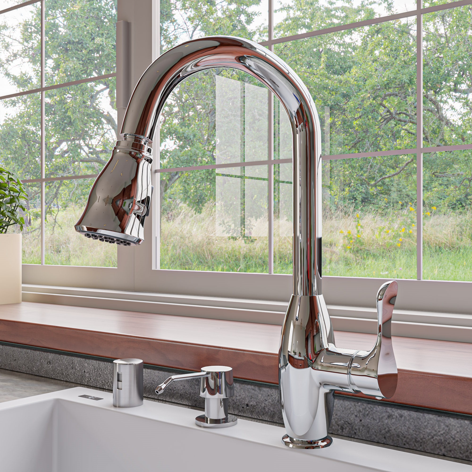 ALFI ABKF3783 Gooseneck Pull Down Kitchen Faucet