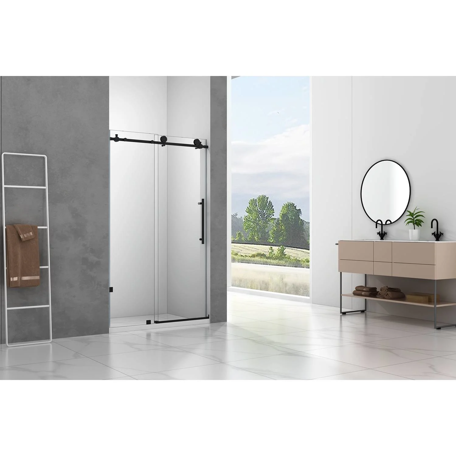 Legion Furniture 46-48 Inch Single Sliding Frameless Shower Door