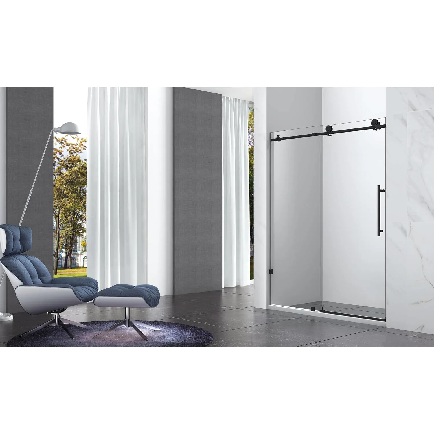 Legion Furniture 56-60 Inch Single Sliding Frameless Shower Door