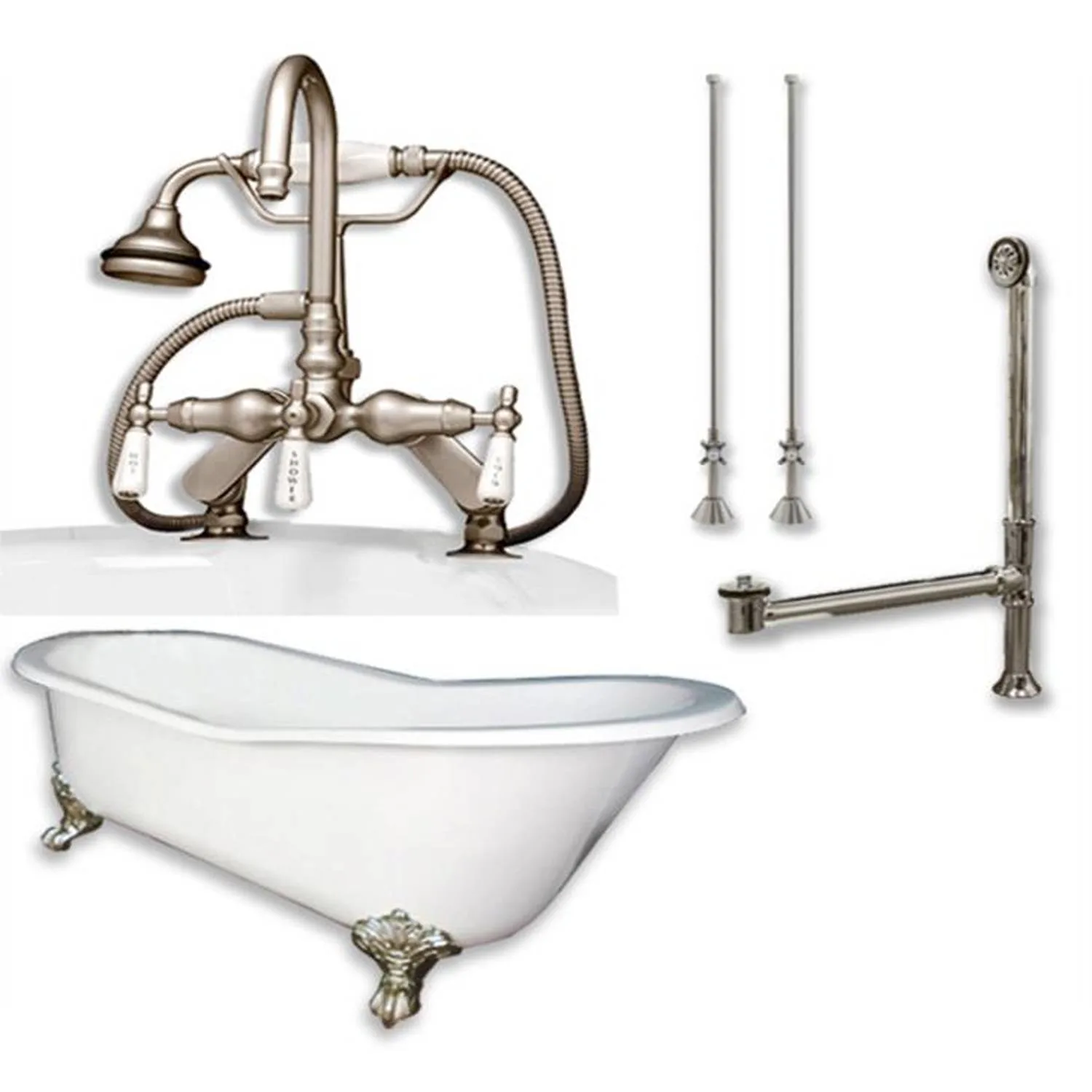 Cambridge Plumbing 61 Inch Freestanding Slipper Cast Iron Bathtub